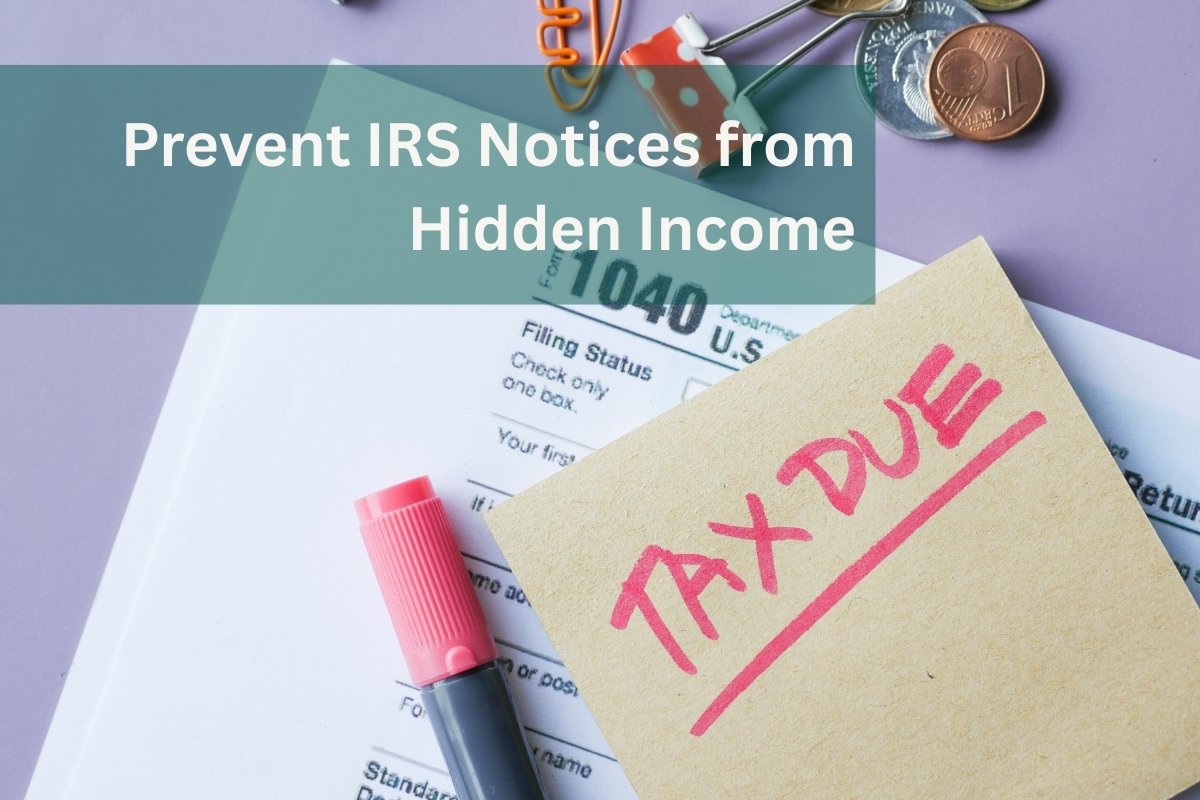 Desk scattered with taxes and a note saying "TAX DUE"